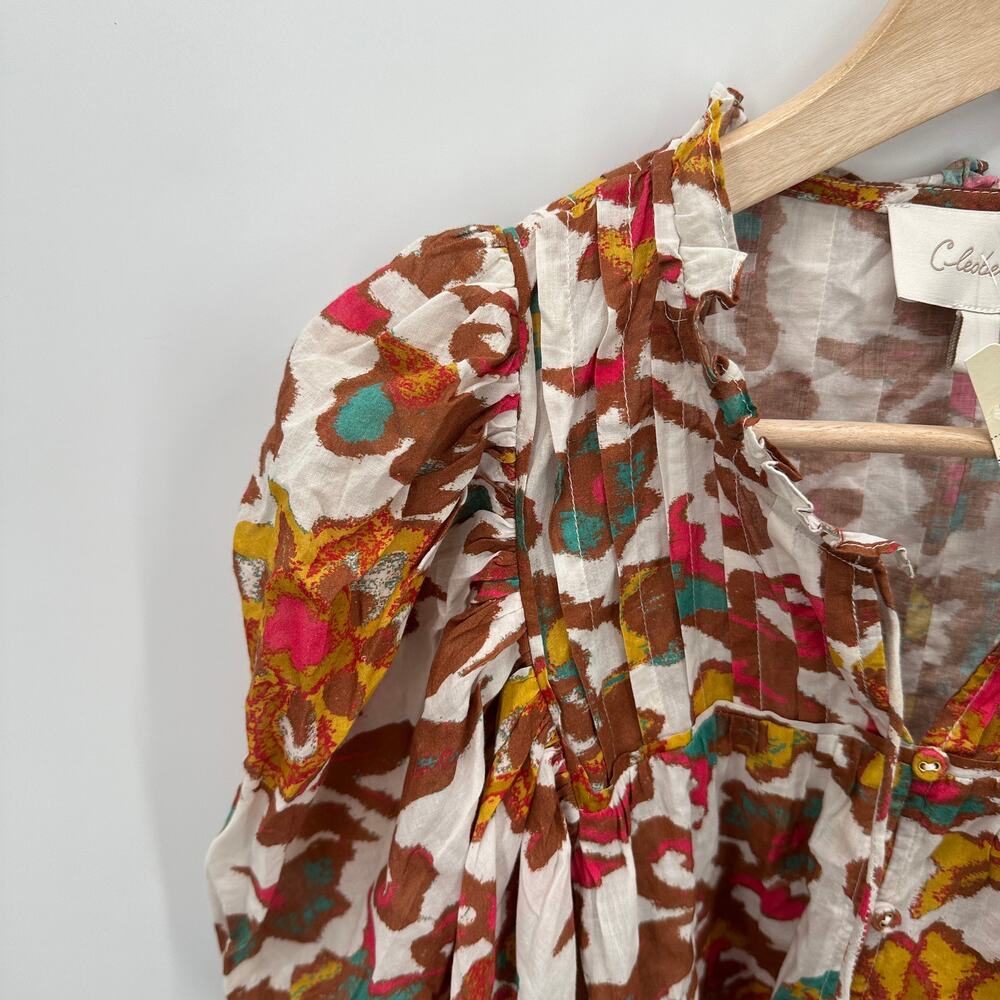 CLEOBELLA NWT Evereve Zola Puff Sleeve Organic Cotton Floral Blouse // S - Picture 7 of 12